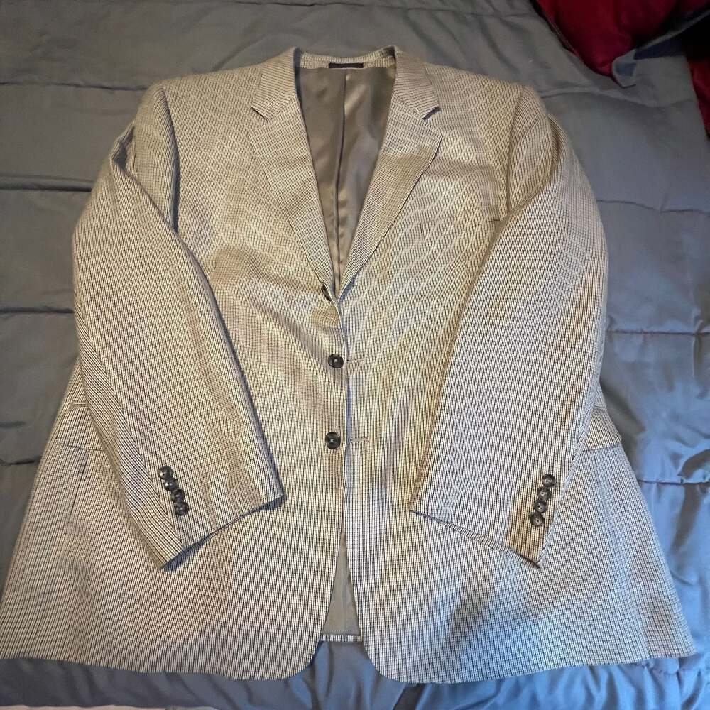 Daniel Gray 100% Silk Houndstooth Sport Coat Blazer 50R Lightweight Summer Event